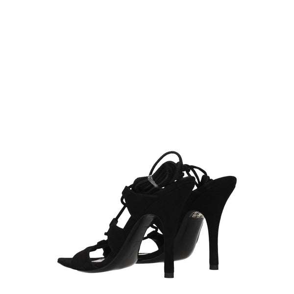 Schwarze Leder-Stilettosandalen