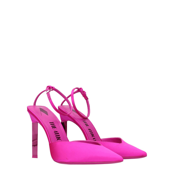 Pinke Satin Sandalen mit Stiletto-Absatz