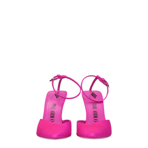 Pinke Satin Sandalen mit Stiletto-Absatz