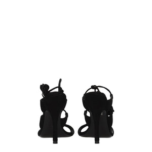 Schwarze Leder-Stilettosandalen