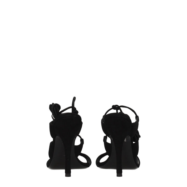 Schwarze Leder-Stilettosandalen