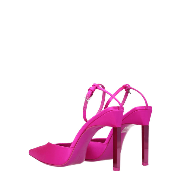 Pinke Satin Sandalen mit Stiletto-Absatz