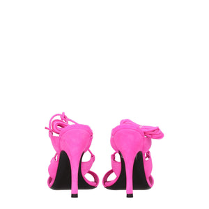 Pinke Leder-Stilettosandalen