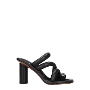 Schwarze Leder-Stilettos mit hohem Absatz