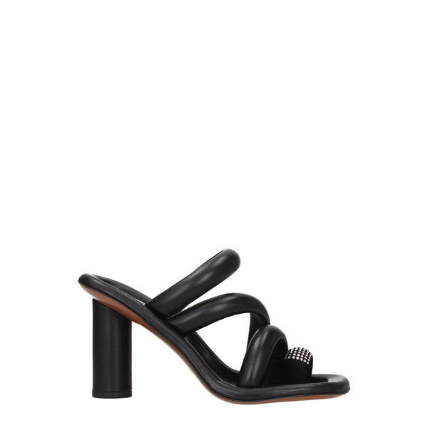 Schwarze Leder-Stilettos mit hohem Absatz