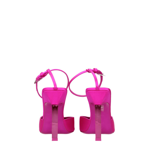 Pinke Satin Sandalen mit Stiletto-Absatz