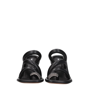 Schwarze Leder-Stilettos mit hohem Absatz