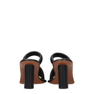 Schwarze Leder-Stilettos mit hohem Absatz