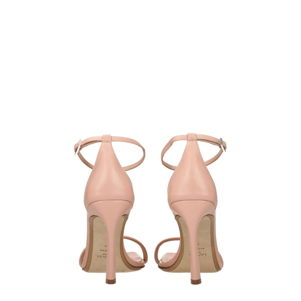 Pinke Leder-Stilettosandalen