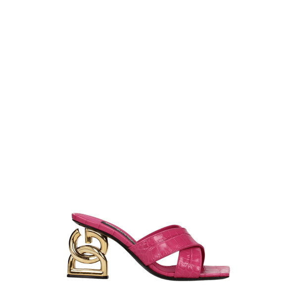 Rosa Sandalen mit Plateauabsatz aus Leder