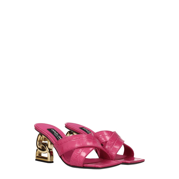 Rosa Sandalen mit Plateauabsatz aus Leder