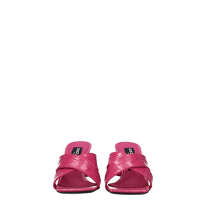 Rosa Sandalen mit Plateauabsatz aus Leder