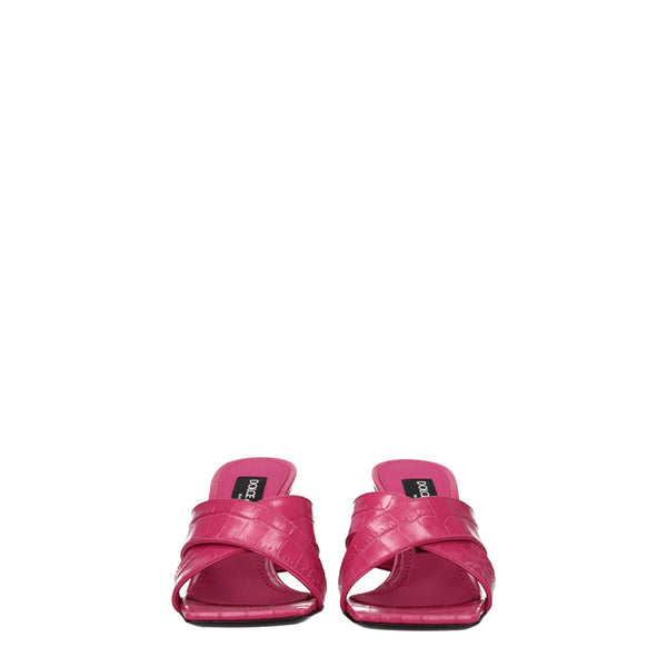 Rosa Sandalen mit Plateauabsatz aus Leder