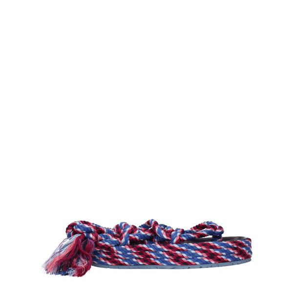 Flache Sandalen aus blauem Stoff