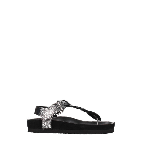 Schwarze Flip-Flop-Sandalen aus Leder