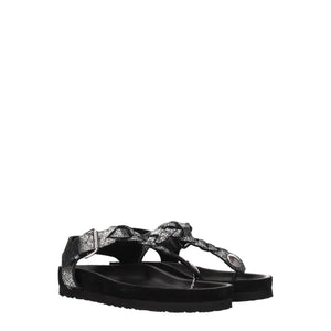 Schwarze Flip-Flop-Sandalen aus Leder