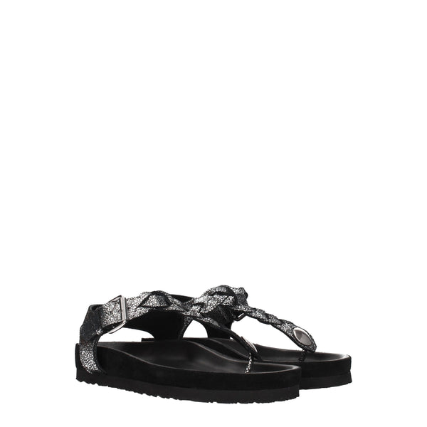 Schwarze Flip-Flop-Sandalen aus Leder