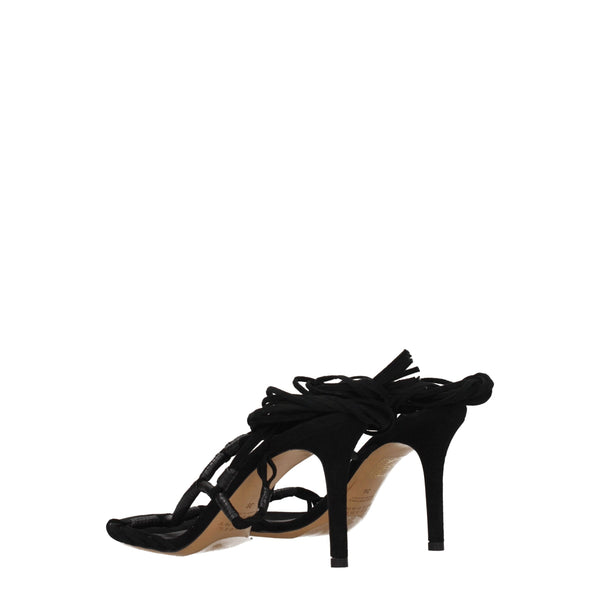 Schwarze Leder-Stilettosandalen