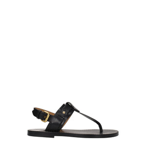 Schwarze Flip-Flop-Sandalen aus Leder