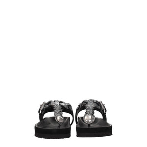 Schwarze Flip-Flop-Sandalen aus Leder