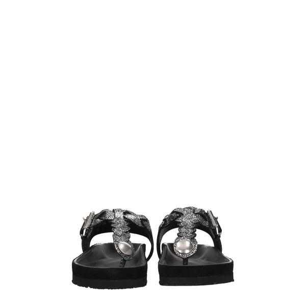 Schwarze Flip-Flop-Sandalen aus Leder