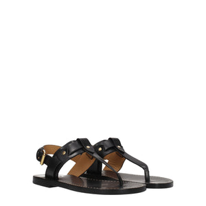 Schwarze Flip-Flop-Sandalen aus Leder
