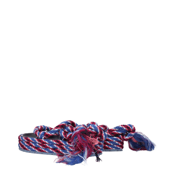 Flache Sandalen aus blauem Stoff