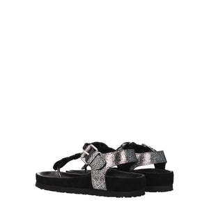 Schwarze Flip-Flop-Sandalen aus Leder