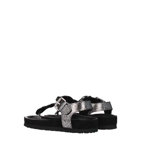 Schwarze Flip-Flop-Sandalen aus Leder