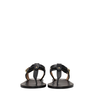 Schwarze Flip-Flop-Sandalen aus Leder