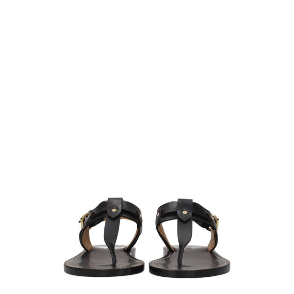 Schwarze Flip-Flop-Sandalen aus Leder
