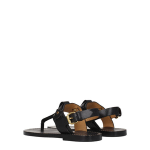 Schwarze Flip-Flop-Sandalen aus Leder