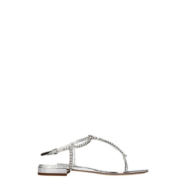 Graue Flip-Flop-Sandalen aus Leder