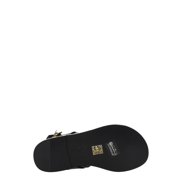Schwarze Flip-Flop-Sandalen aus Leder