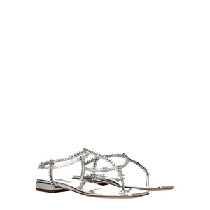 Graue Flip-Flop-Sandalen aus Leder