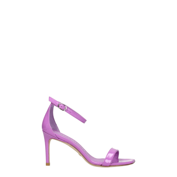 Lila Leder-Stilettos mit Pfennigabsatz