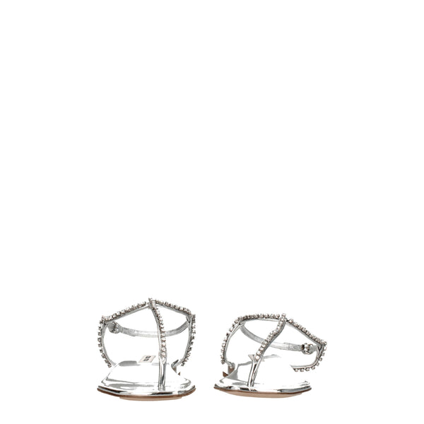 Graue Flip-Flop-Sandalen aus Leder