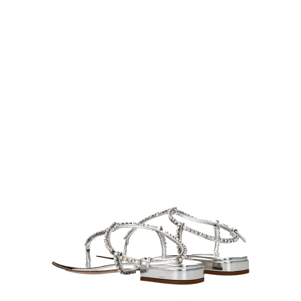 Graue Flip-Flop-Sandalen aus Leder