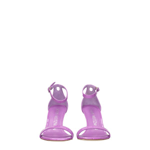 Lila Leder-Stilettos mit Pfennigabsatz