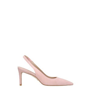Rosa Leder Pumps mit mittlerem Absatz