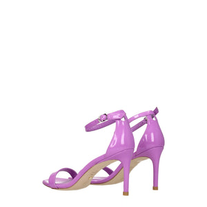 Lila Leder-Stilettos mit Pfennigabsatz
