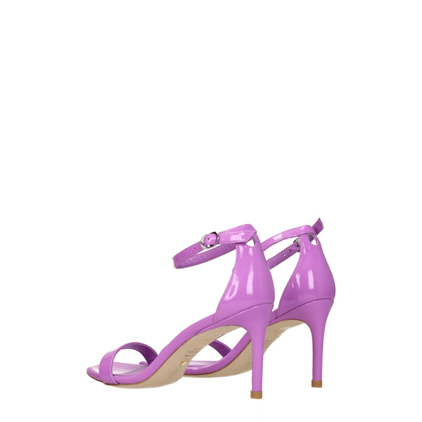 Lila Leder-Stilettos mit Pfennigabsatz