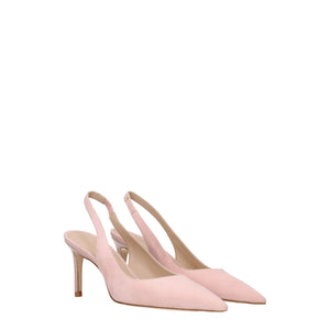Rosa Leder Pumps mit mittlerem Absatz