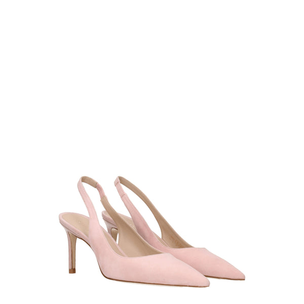 Rosa Leder Pumps mit mittlerem Absatz