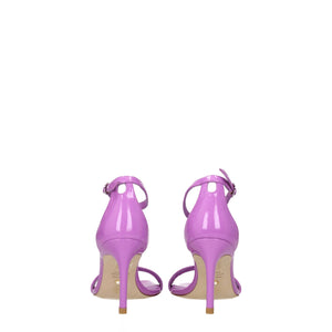 Lila Leder-Stilettos mit Pfennigabsatz