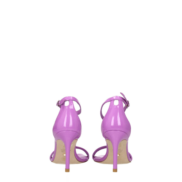 Lila Leder-Stilettos mit Pfennigabsatz