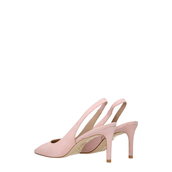 Rosa Leder Pumps mit mittlerem Absatz