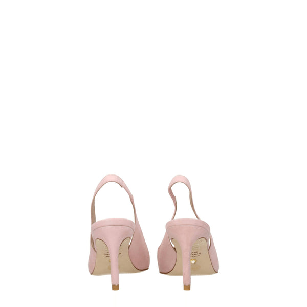 Rosa Leder Pumps mit mittlerem Absatz