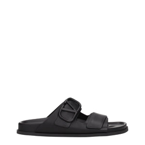 Elegante Leder-Hausschuhe in Schwarz