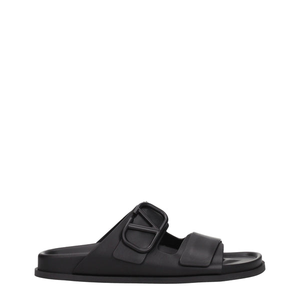 Elegante Leder-Hausschuhe in Schwarz